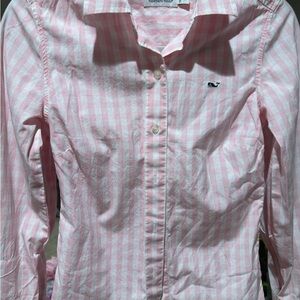 Vineyard Vines Kids Pink and White Striped Button Down Shirt